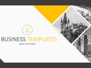 Gray and yellow color matching fashion simple work report summary practical business ppt template