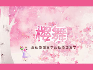 Sakura dance romântico flor de cerejeira lindo rosa modelo de resumo de relatório de negócios ppt