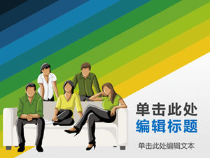 Cartoon personaggi della squadra di affari blu e verde semplice modello di business stile ppt