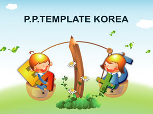 Plantilla ppt de cursos de dibujos animados de educación de inglés de escuela primaria
