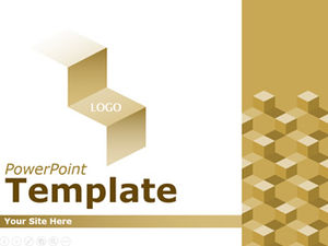 Space sense three-dimensional square creative simple golden business ppt template