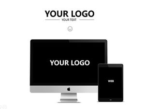 Apple computer pad simples preto e branco cinza requintado business ppt template