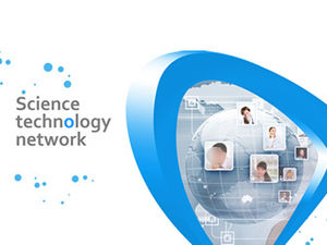 藍色簡約商務ppt模板，適合科技公司創新研討會