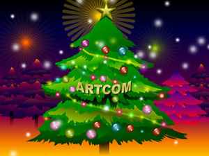 Christmas tree neon lights sparkling christmas ppt template