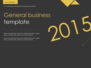 Garis-garis tipis dan bentuk template ppt bisnis sederhana visual kreatif kuning dan hitam sederhana