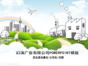 Protección del medio ambiente ciudad verde hogar exquisito dibujos animados protección del medio ambiente tema ppt plantilla
