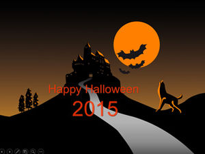 Château chauve-souris loup rugissement Happy Halloween Halloween modèle ppt
