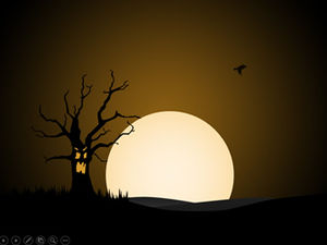 Cuervo de rama muerta despegando plantilla ppt de halloween de animación creativa