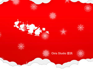 美麗的雲朵雪花假期紅色聖誕節ppt模板