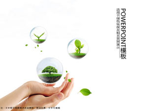 環境への配慮と地球への配慮を一緒に-緑、簡潔、小さくて新鮮なpptテンプレート