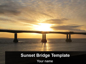 Cross-sea bridge business ppt template in the sunset