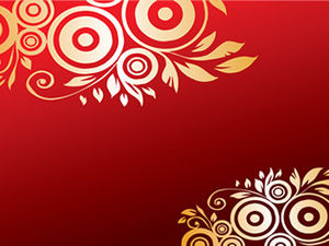22 beautiful festive golden lace flower red background ppt templates
