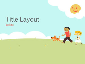 Take the dog to play-beautiful children's day cute cartoon ppt template  PowerPoint Templates Free Download