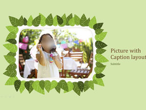 Plantilla de ppt de álbum de fotos de niños lindos de borde creativo de tela de hoja