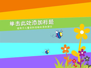 Colorful vitality color matching animals and plants cartoon anime ppt template