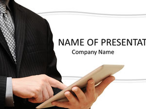 Orang bisnis bermain pad presentasi template ppt kerja
