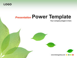 Falling green leaves fresh and concise ppt template