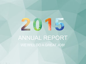 Segitiga biru latar belakang tiga dimensi 2015 template laporan triwulanan bisnis yang berwarna-warni dan segar