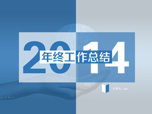 Blue and green two-color flat 2014 year-end work summary report ppt template