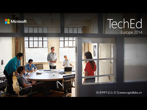 簡潔平面樣式2014 Microsoft Company PPT模板