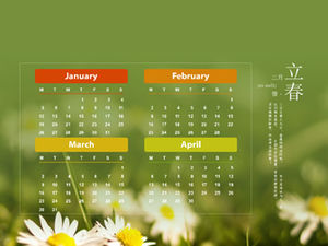 Temporada de primavera, verano, otoño e invierno 2015 plantilla de calendario ppt estilo ios