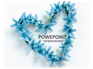 Plantilla ppt de guirnalda de amor de flores pequeñas azules