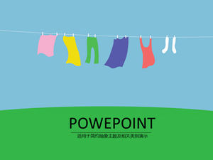 Colorful clothes drying on the rope concise ppt template