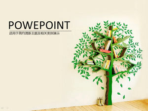 Creative environmental protection tree bookshelf simple and fresh presentation PPT template