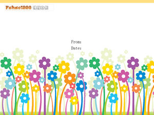 Cute colorful little flowers cartoon vector ppt template
