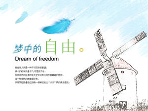 Libertad en el sueño cargando cargando animación hermosa plantilla ppt de molino de viento
