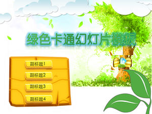 Natural scenery green cartoon dynamic ppt template