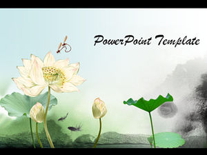 Zarif ve zarif lotus yaprağı mürekkebi Çin tarzı ppt şablonu