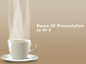 A cup of hot coffee light brown background business ppt template
