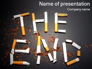 Puntung rokok kreatif THE END merokok berhenti merokok tema ppt template