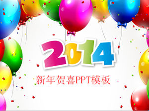 Colorful balloons 2014 new year ppt template
