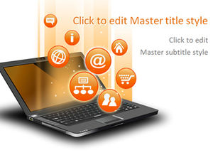 Klasyczny pomarańczowy przycisk ikona notebook biznes szablon ppt