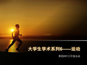 Running on the beach in the sunset natural ppt template