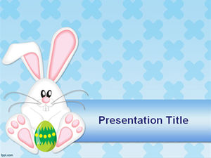 卡通兔子拿着鸡蛋PPT模板