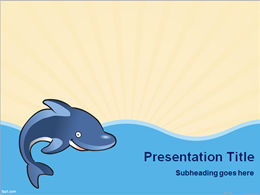 Whale ocean wave vector cartoon ppt template
