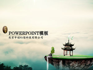 Fantasy scenery Chinese style widescreen ppt template