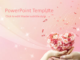 Hand holding rose romantic color theme ppt template