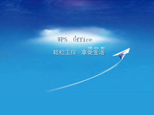 Papierowy samolot błękitne niebo białe chmury PPT szablon obrazu tła