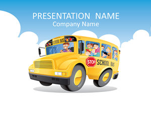 Primary school safety school bus transportation theme ppt template