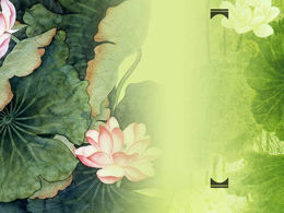 Plantilla ppt de estilo chino verde de primavera de estanque de loto