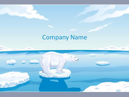 White polar bear animal cartoon ppt template