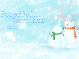 Winter snowman light blue background ppt template