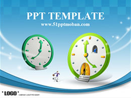 시계 시계 시간 테마 클래식 파란색 배경 비즈니스 PPT 템플릿