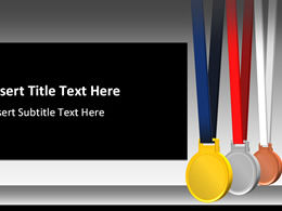 Gold, silver and bronze sports medal theme ppt template
