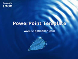 Leaves falling on the blue water ripples PPT background template