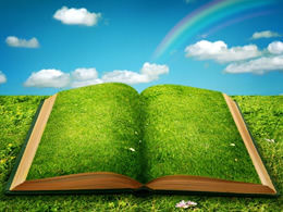 開いた本のすべてのページは緑です-環境保護pptテンプレート